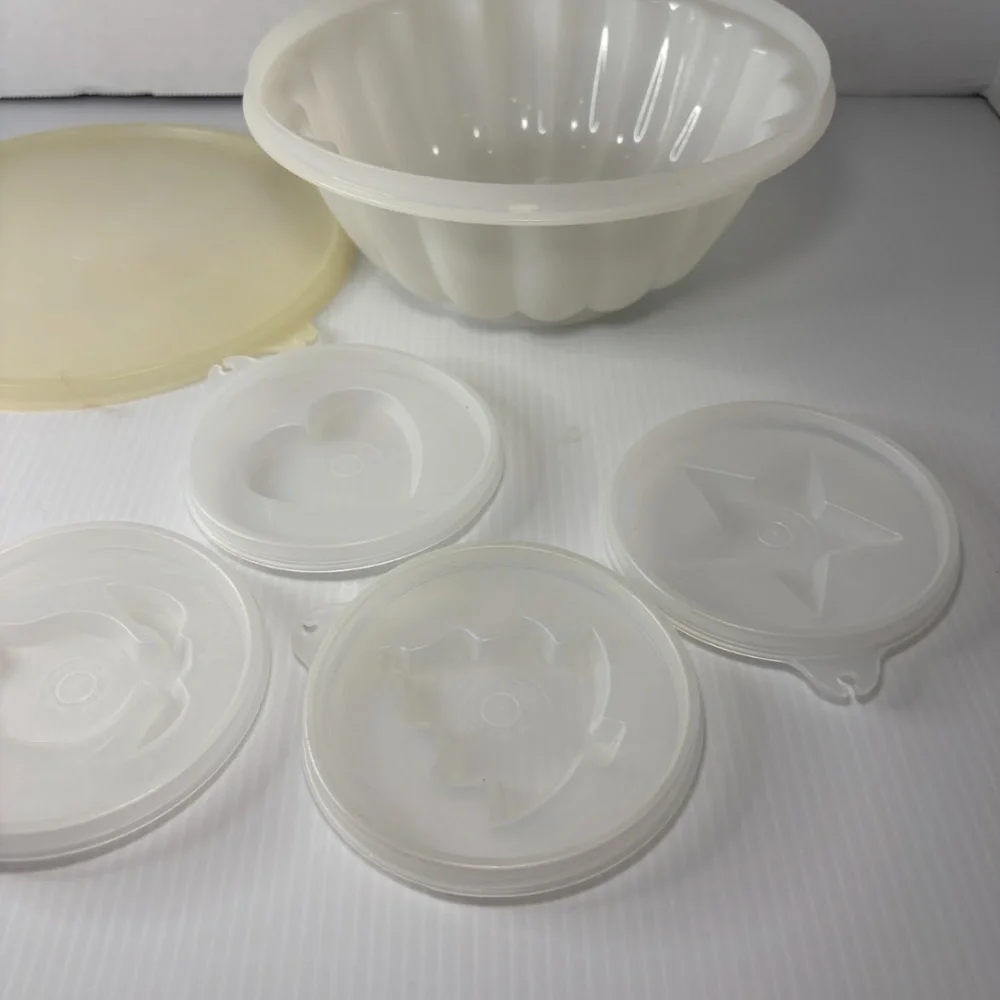 Vintage Tupperware Jello Mold Classic Jel-N-Serve 617 + 4 Designs, Lid